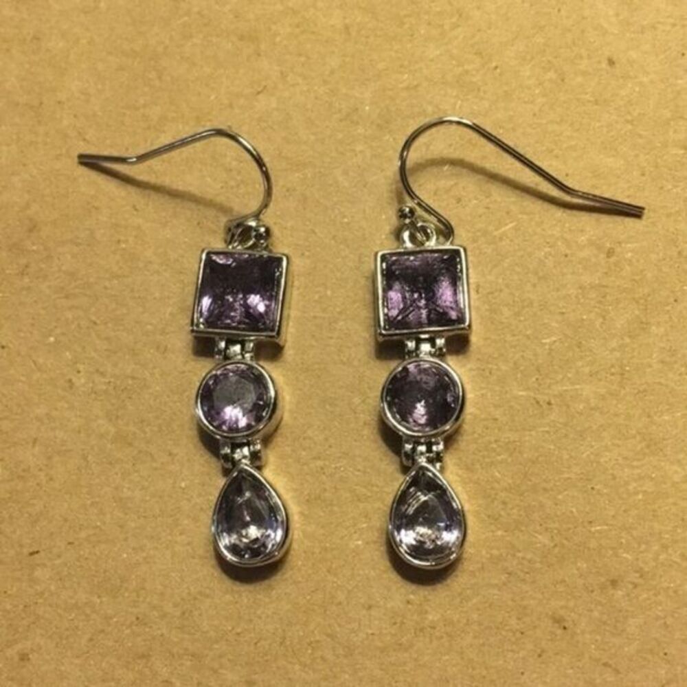 Lavender geometric drop earrings
